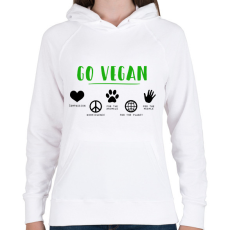 PRINTFASHION Go vegan - Női kapucnis pulóver - Fehér