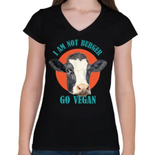 PRINTFASHION Go vegan - Női V-nyakú póló - Fekete női póló