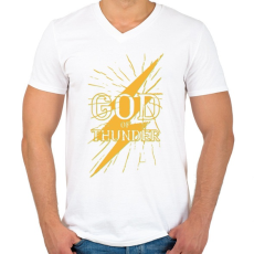 PRINTFASHION God of thunder - a mennydörgés istene - Férfi V-nyakú póló - Fehér