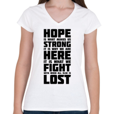 PRINTFASHION God of War idézet - Női V-nyakú póló - Fehér