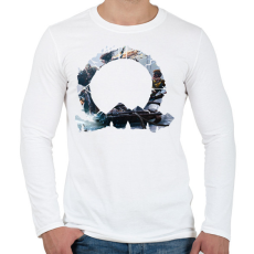 PRINTFASHION God of War - Ragnarok - Atreus, Kratos, Freya - Férfi hosszú ujjú póló - Fehér