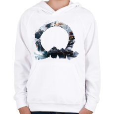 PRINTFASHION God of War - Ragnarok - Atreus, Kratos, Freya - Gyerek kapucnis pulóver - Fehér