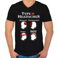 PRINTFASHION God of War - Types of Headaches - Férfi V-nyakú póló - Fekete férfi póló