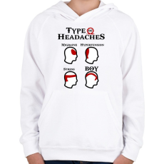 PRINTFASHION God of War - Types of Headaches - Gyerek kapucnis pulóver - Fehér