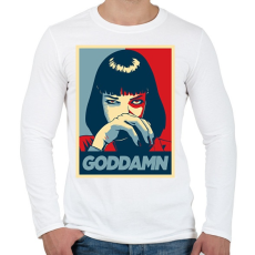 PRINTFASHION Goddamnn - Férfi hosszú ujjú póló - Fehér