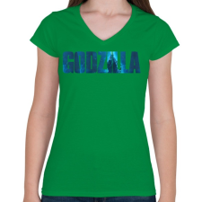 PRINTFASHION Godzi - Női V-nyakú póló - Zöld női póló