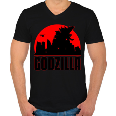 PRINTFASHION Godzilla  - Férfi V-nyakú póló - Fekete