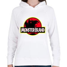 PRINTFASHION Godzilla - Női kapucnis pulóver - Fehér női pulóver, kardigán