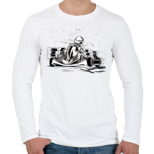 PRINTFASHION Gokart - Férfi hosszú ujjú póló - Fehér férfi póló