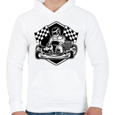 PRINTFASHION Gokart  - Férfi kapucnis pulóver - Fehér