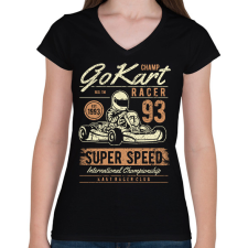 PRINTFASHION gokart - Női V-nyakú póló - Fekete női póló