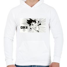 PRINTFASHION Goku - Férfi kapucnis pulóver - Fehér