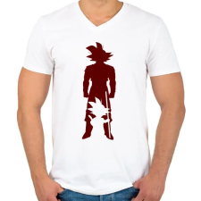 PRINTFASHION Goku - Férfi V-nyakú póló - Fehér férfi póló