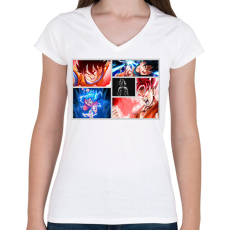 PRINTFASHION GOKU forever  - Női V-nyakú póló - Fehér