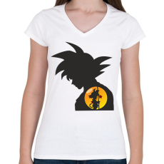 PRINTFASHION Goku - Női V-nyakú póló - Fehér