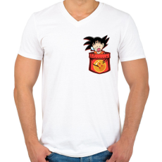 PRINTFASHION gokupocket - Férfi V-nyakú póló - Fehér