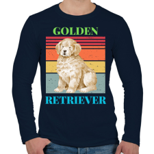 PRINTFASHION Golden Retriever - Férfi hosszú ujjú póló - Sötétkék férfi póló