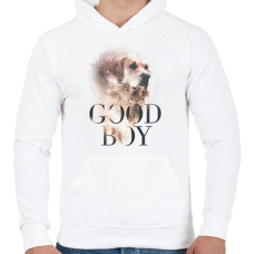 PRINTFASHION Golden Retriever - Good Boy - Férfi kapucnis pulóver - Fehér