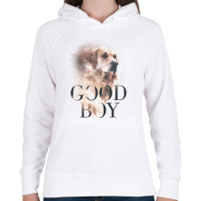 PRINTFASHION Golden Retriever - Good Boy - Női kapucnis pulóver - Fehér női pulóver, kardigán