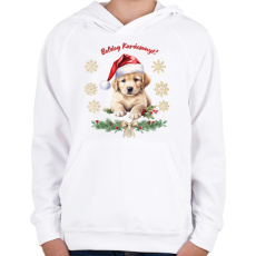 PRINTFASHION Golden retriever karácsony - Gyerek kapucnis pulóver - Fehér
