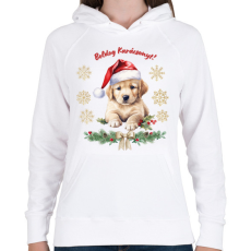 PRINTFASHION Golden retriever karácsony - Női kapucnis pulóver - Fehér