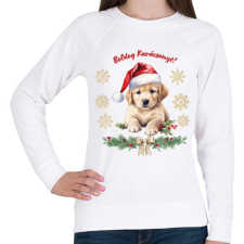 PRINTFASHION Golden retriever karácsony - Női pulóver - Fehér női pulóver, kardigán