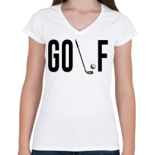 PRINTFASHION Golf - ütővel - Női V-nyakú póló - Fehér női póló