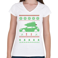 PRINTFASHION Golf Xmas - Női V-nyakú póló - Fehér női póló