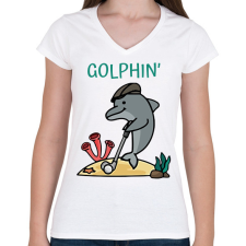 PRINTFASHION Golphin - Női V-nyakú póló - Fehér női póló