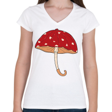 PRINTFASHION Gomba esernyő - Női V-nyakú póló - Fehér női póló