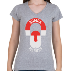 PRINTFASHION Gomba mágnes gombász ajándék - Női V-nyakú póló - Sport szürke