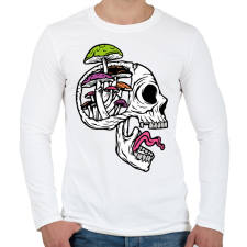 PRINTFASHION Gombás koponya - Férfi hosszú ujjú póló - Fehér férfi póló
