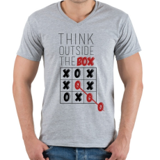 PRINTFASHION Gondolkodj. - Férfi V-nyakú póló - Sport szürke