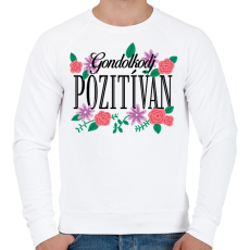 PRINTFASHION Gondolkodj pozitívan - Férfi pulóver - Fehér