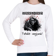 PRINTFASHION gondolkodom - Női pulóver - Fehér női pulóver, kardigán