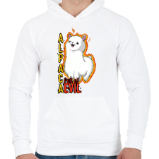 PRINTFASHION gonosz alpaca - Férfi kapucnis pulóver - Fehér férfi pulóver, kardigán
