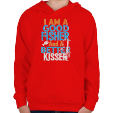 PRINTFASHION Good fisher - Gyerek kapucnis pulóver - Piros