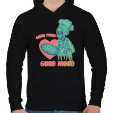 PRINTFASHION Good food, good mood - Férfi kapucnis pulóver - Fekete