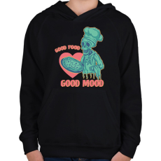 PRINTFASHION Good food, good mood - Gyerek kapucnis pulóver - Fekete