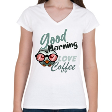 PRINTFASHION good morning owl - Női V-nyakú póló - Fehér női póló