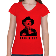 PRINTFASHION GOOD NIGHT - Női V-nyakú póló - Piros