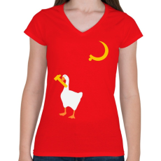 PRINTFASHION Goose Game - Női V-nyakú póló - Piros
