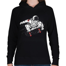 PRINTFASHION Gördeszkás Asztronauta - Női kapucnis pulóver - Fekete női pulóver, kardigán