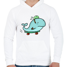 PRINTFASHION Gördeszkás bálna - Férfi kapucnis pulóver - Fehér