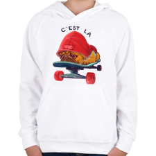 PRINTFASHION Gördeszkás mopsz - Gyerek kapucnis pulóver - Fehér gyerek pulóver, kardigán