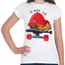 PRINTFASHION Gördeszkás mopsz - Női póló - Fehér női póló