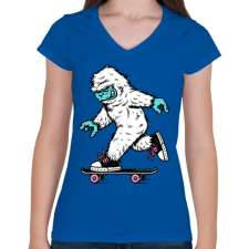 PRINTFASHION Gördeszkás Yeti - Női V-nyakú póló - Királykék női póló