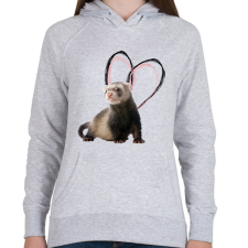 PRINTFASHION görény szívecskével - Női kapucnis pulóver - Sport szürke női pulóver, kardigán