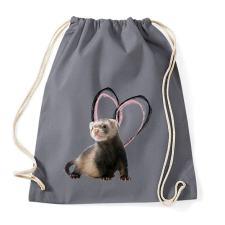 PRINTFASHION görény szívecskével - Sportzsák, Tornazsák - Grafitszürke tornazsák