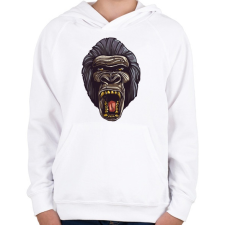 PRINTFASHION Gorilla arc - Gyerek kapucnis pulóver - Fehér gyerek pulóver, kardigán